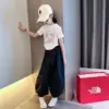 ชุดเสื้อแขนสั้นกางเกงขายาวเด็กหญิง สีขาว
